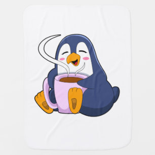 Penguin with Cup of Coffee Baby Blanket