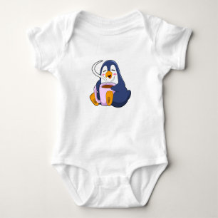 Penguin with Cup of Coffee Baby Bodysuit