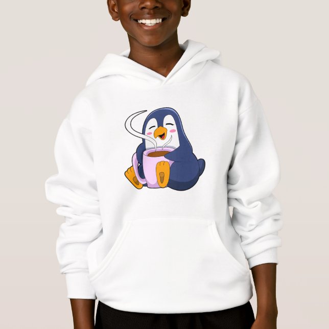 Penguin with Cup of Coffee Hoodie (Front)