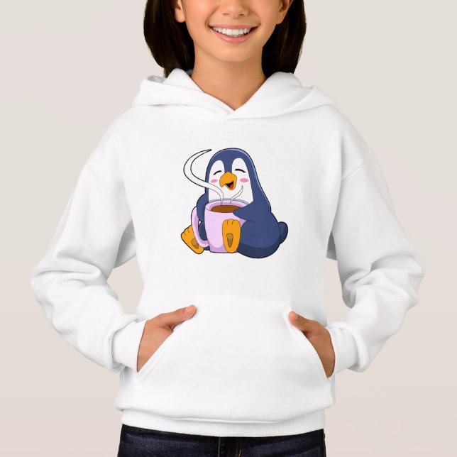 Penguin with Cup of Coffee Hoodie (Front)