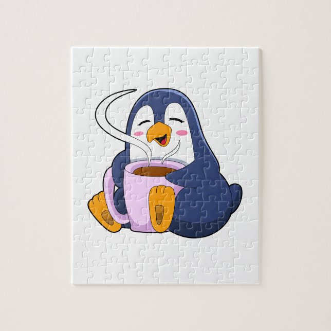 Penguin with Cup of Coffee Jigsaw Puzzle (Vertical)