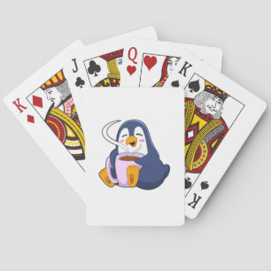 Penguin with Cup of Coffee Poker Cards