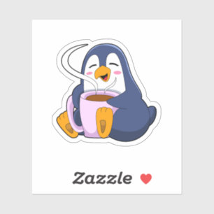 Penguin with Cup of Coffee Sticker