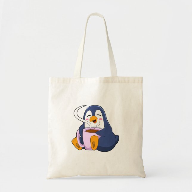 Penguin with Cup of Coffee Tote Bag (Front)
