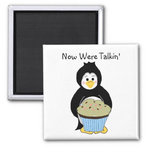 Penguin with Cupcake Magnet