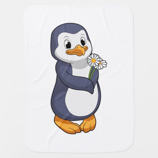 Penguin with Daisy Baby Blanket (Front)