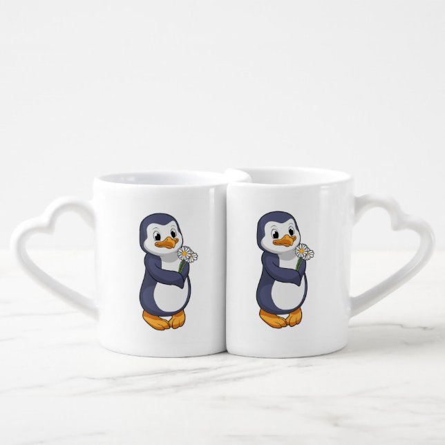 Penguin with Daisy Coffee Mug Set (Front Nesting)