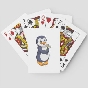 Penguin with Daisy Poker Cards