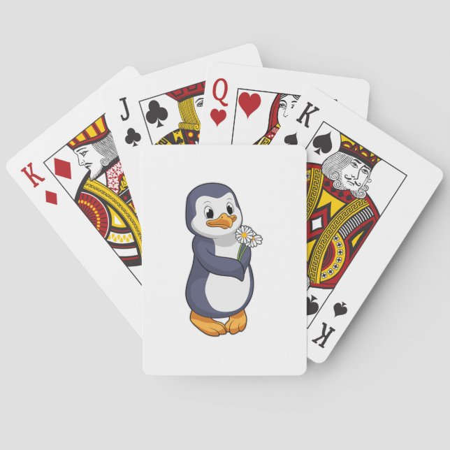 Penguin with Daisy Poker Cards (Back)
