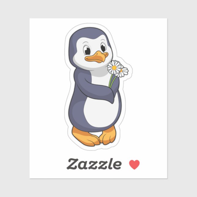 Penguin with Daisy Sticker (Sheet)