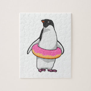 Penguin with Donut Jigsaw Puzzle