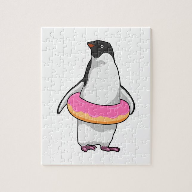 Penguin with Donut Jigsaw Puzzle (Vertical)