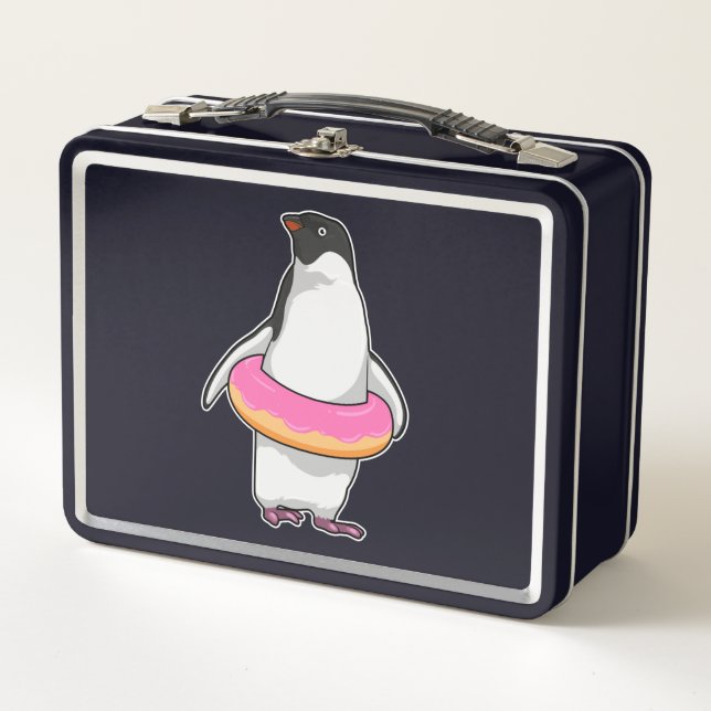 Penguin with Donut Metal Lunch Box (Front)