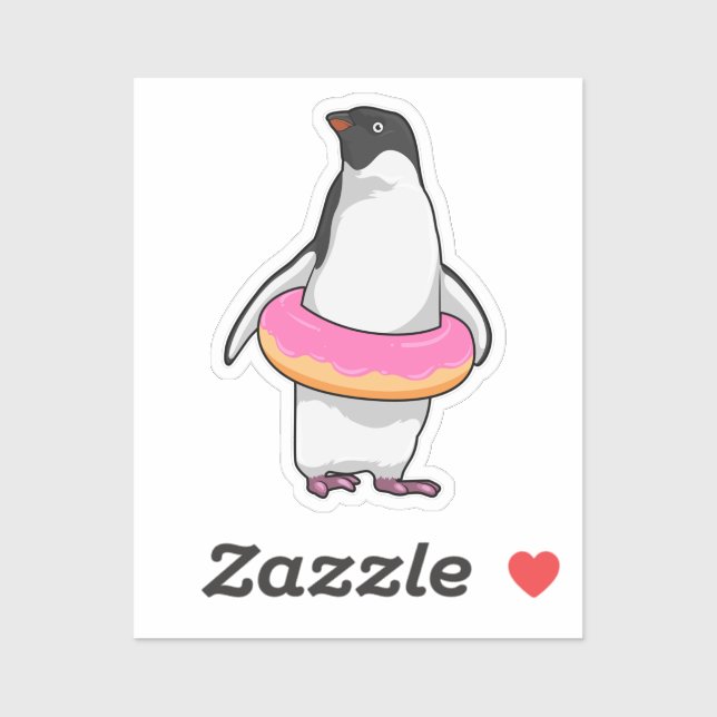 Penguin with Donut Sticker (Sheet)