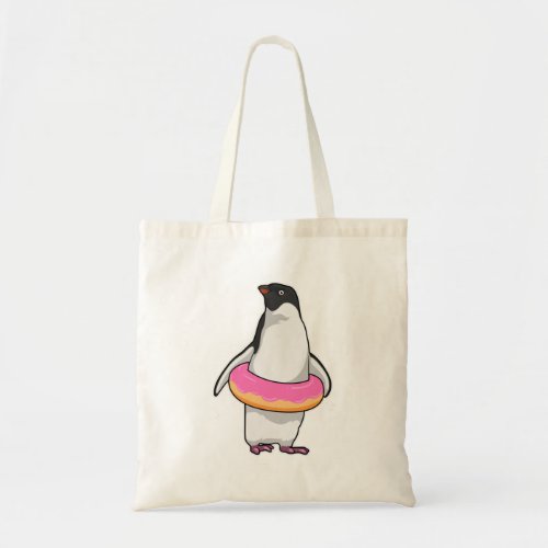 Penguin with Donut Tote Bag