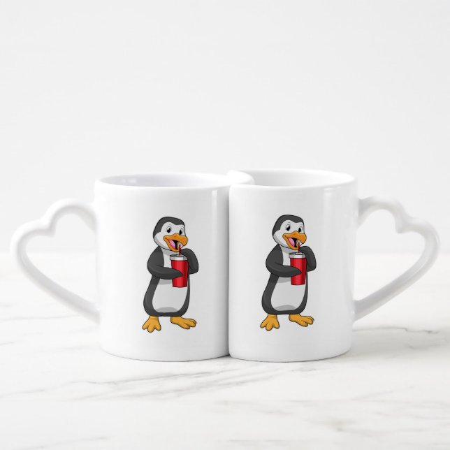 Penguin with Drinking cup with Straw (Front Nesting)