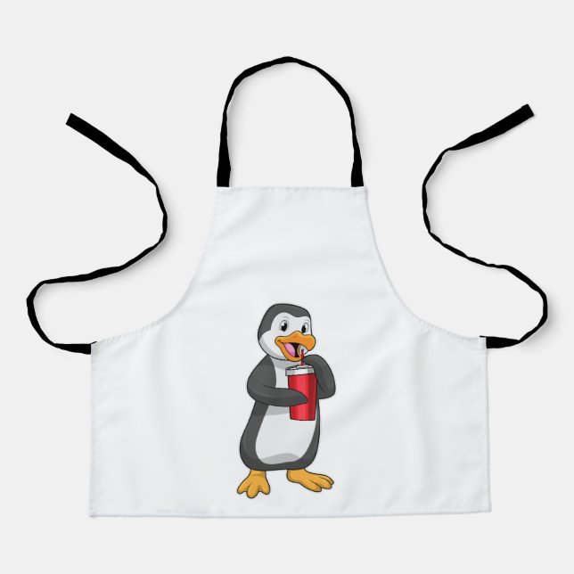 Penguin with Drinking cup with Straw Apron (Front)