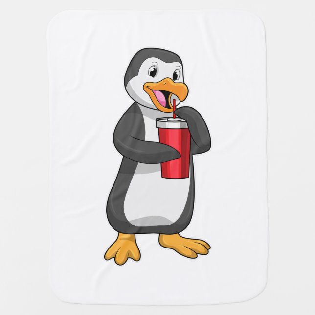 Penguin with Drinking cup with Straw Baby Blanket (Front)