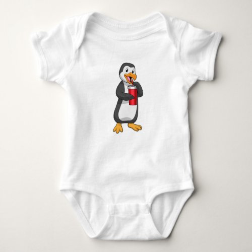 Penguin with Drinking cup with Straw Baby Bodysuit