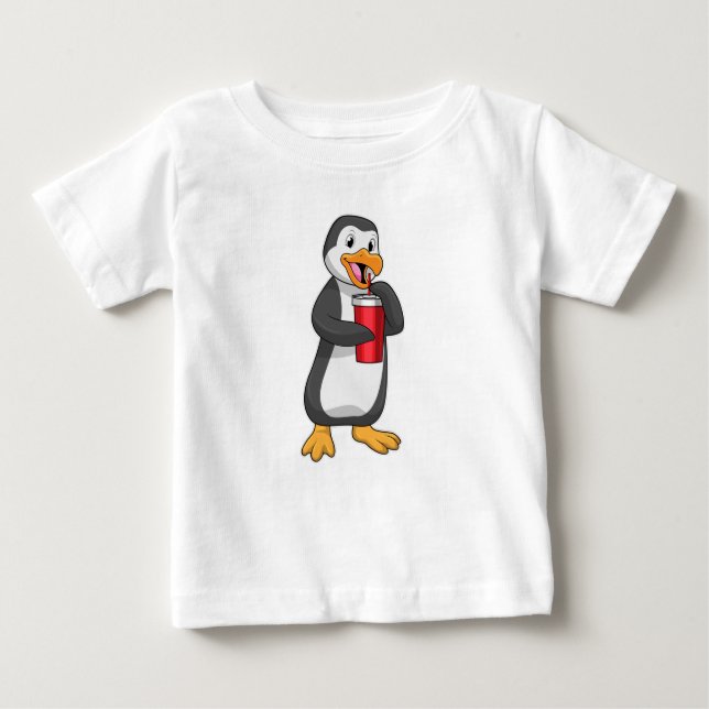 Penguin with Drinking cup with Straw Baby T-Shirt (Front)