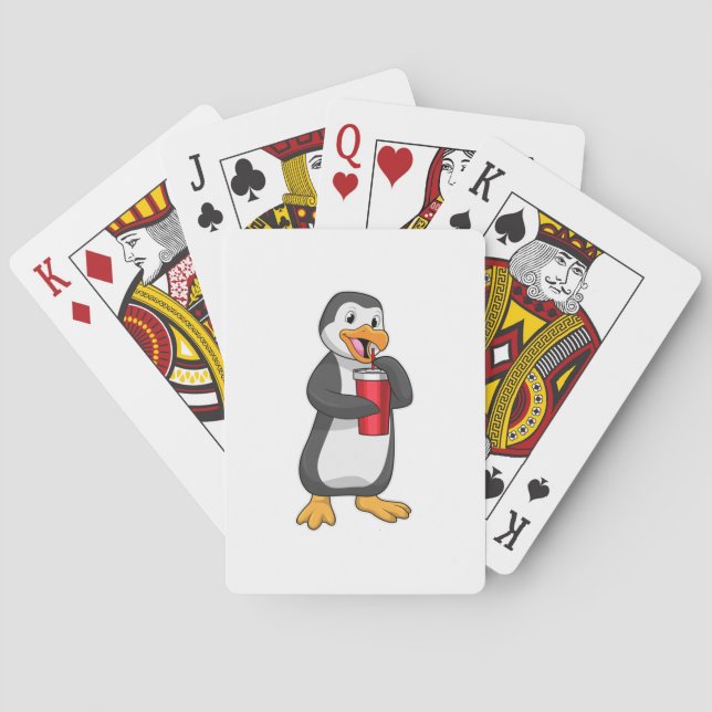 Penguin with Drinking cup with Straw Poker Cards (Back)