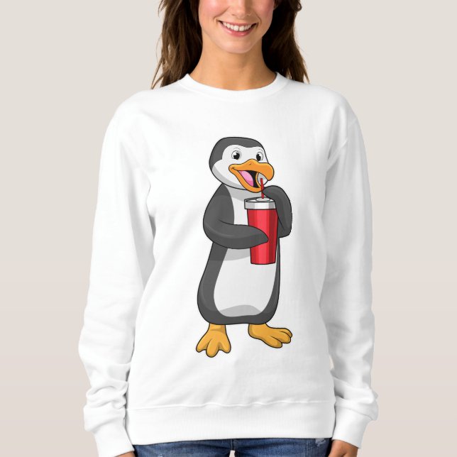 Penguin with Drinking cup with Straw Sweatshirt (Front)