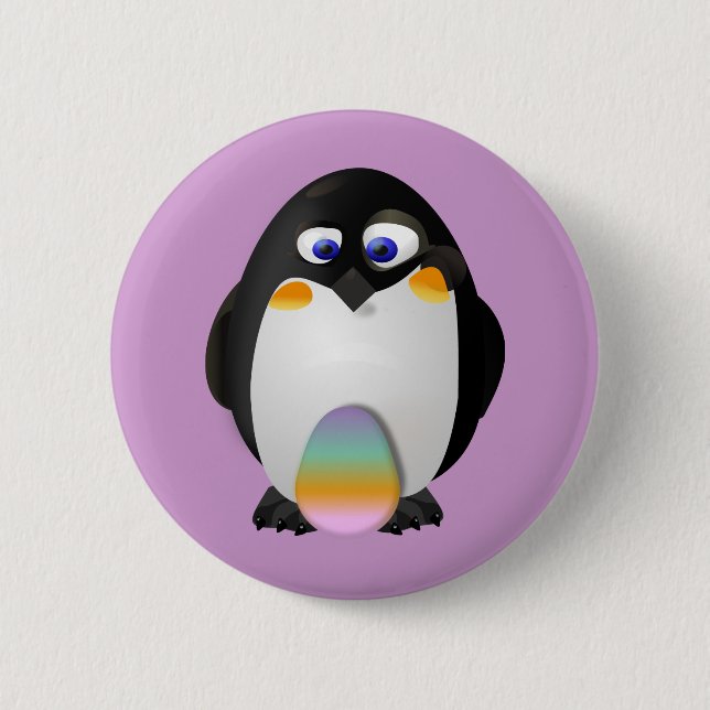 Penguin with Easter Egg Pinback Button (Front)
