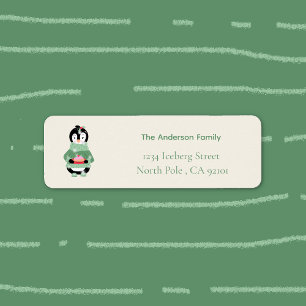 Penguin with Figgy Pudding Return Address Label