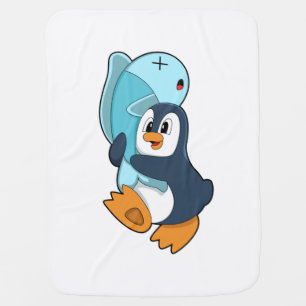 Penguin with Fish Baby Blanket