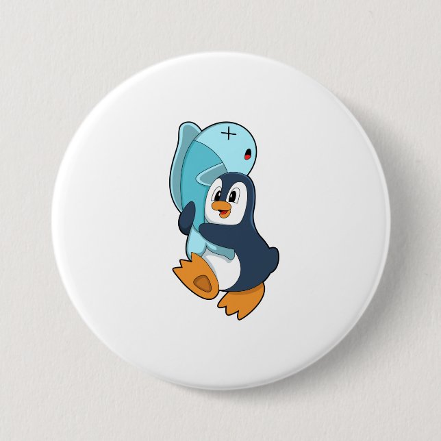 Penguin with Fish Button (Front)