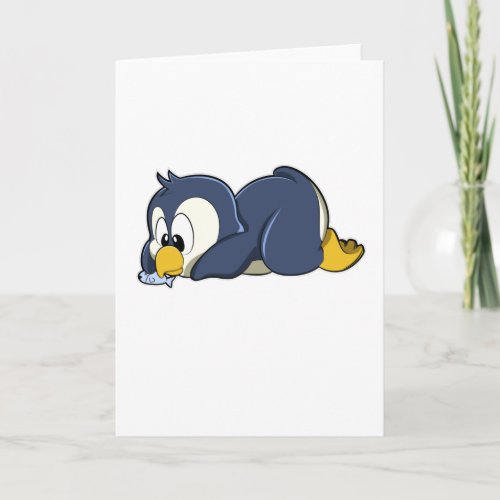 Penguin with Fish Card
