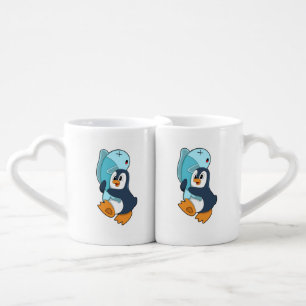 Penguin with Fish Coffee Mug Set
