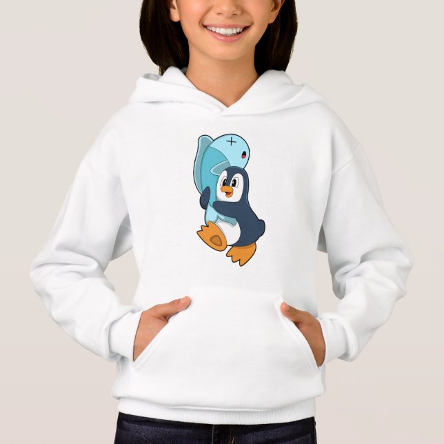 Penguin with Fish Hoodie (Front)