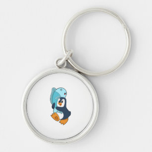 Penguin with Fish Keychain