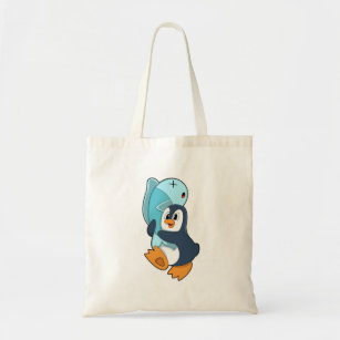 Penguin with Fish Tote Bag