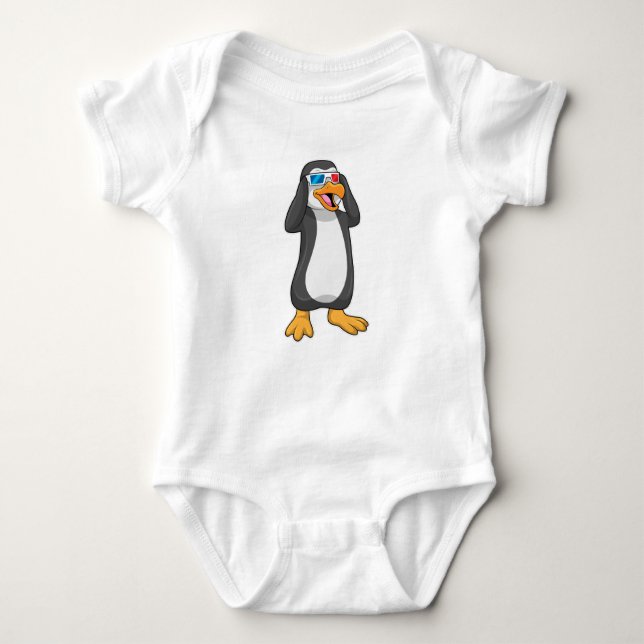 Penguin with Glasses Baby Bodysuit (Front)