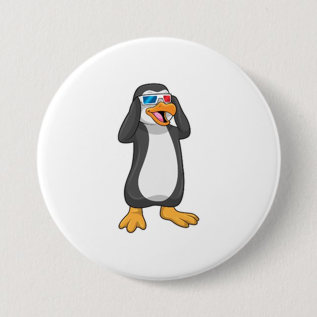 Penguin with Glasses Button (Front)