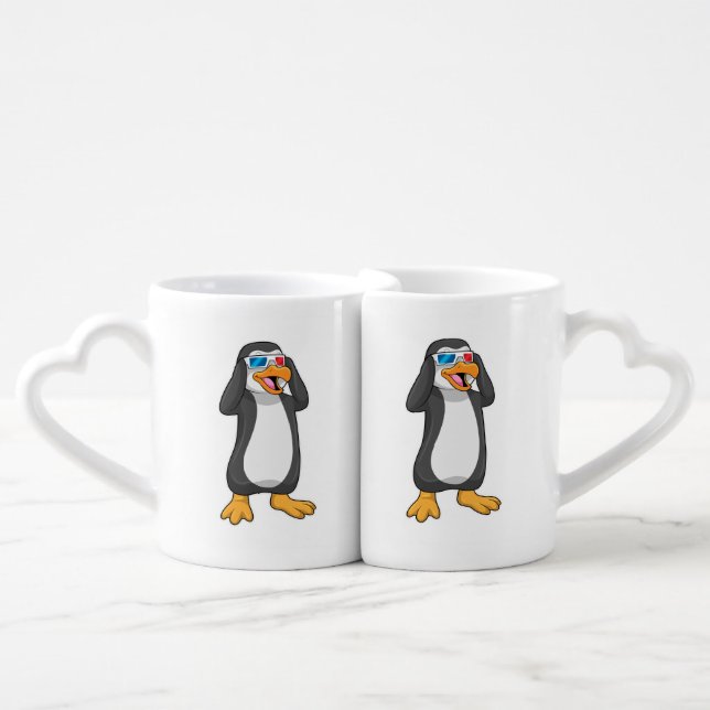 Penguin with Glasses Coffee Mug Set (Front Nesting)