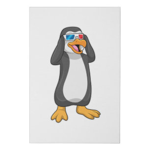 Penguin with Glasses Faux Canvas Print