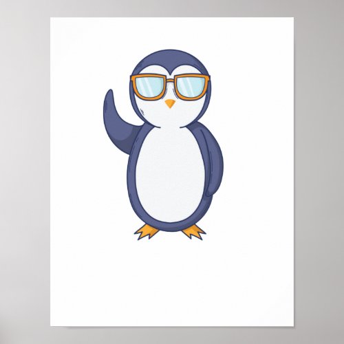 penguin with glasses nerd poster