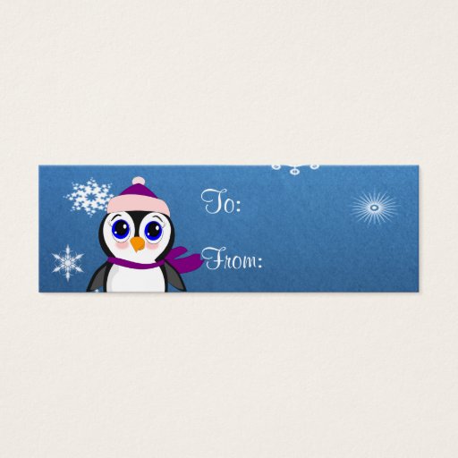 Customizable Adorable Cartoon Penguin with Scarf and Hat Business Card Template