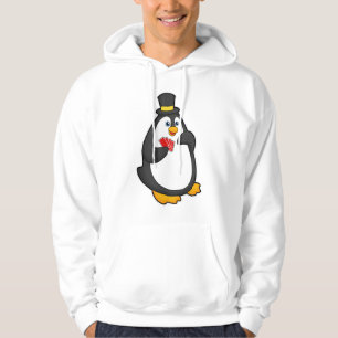 Penguin with Hat at Poker with Poker cards Hoodie