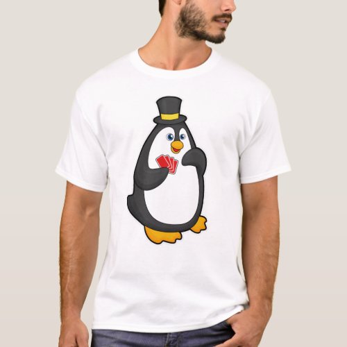 Penguin with Hat at Poker with Poker cards T_Shirt