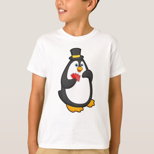 Penguin with Hat at Poker with Poker cards T_Shirt