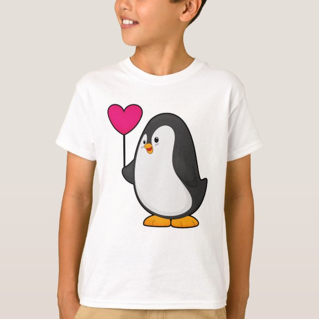 Penguin with Heart Balloon T-Shirt (Front)
