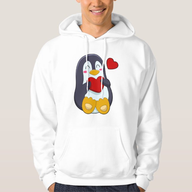 Penguin with Heart Hoodie (Front)