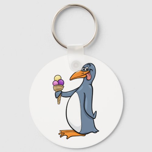 Penguin With Ice Cream Keychain