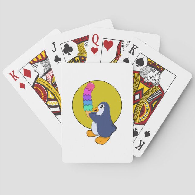 Penguin with Ice cream Poker Cards (Back)