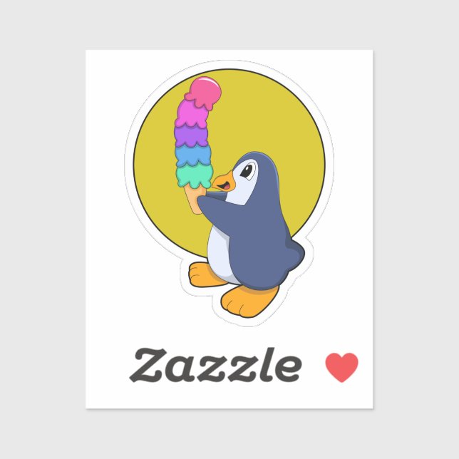 Penguin with Ice cream Sticker (Sheet)