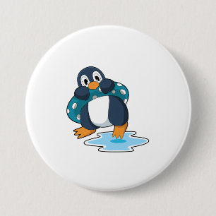 Penguin with Lifebuoy Button